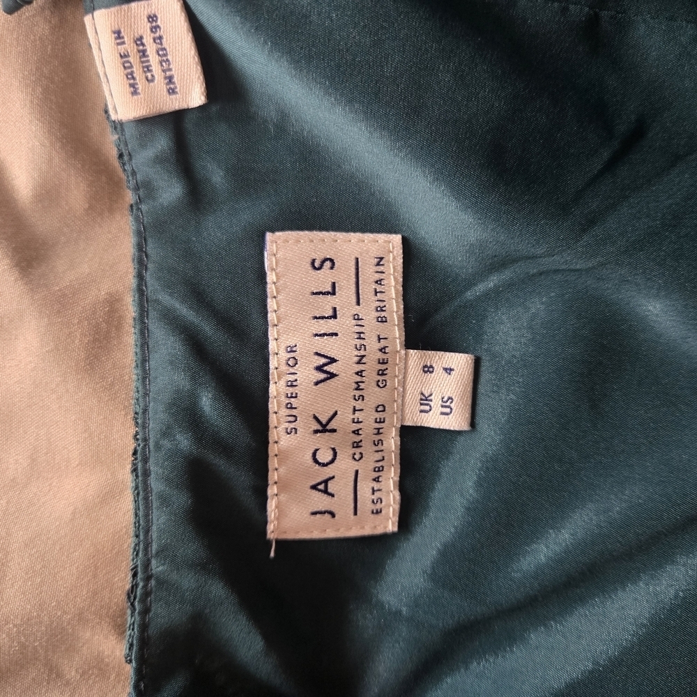 Jack Wills Hunter Green Lace Pleated Sleeveless Dress - Picture 4 of 8